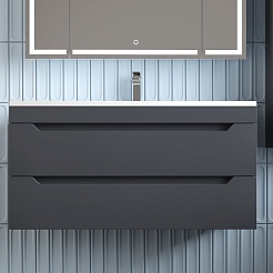 Style Line Тумба с раковиной Остин 100 подвесная графит – фотография-2